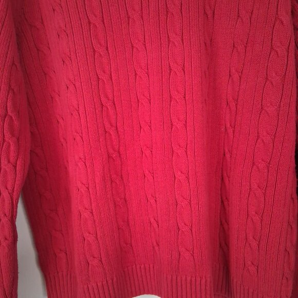 Chaps Ralph Lauren Chunky Cable Knit Sweater Men's L Red Crewneck Dadcore - Picture 5 of 5